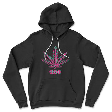 420 Hemp Leaf Hoodie in Black color